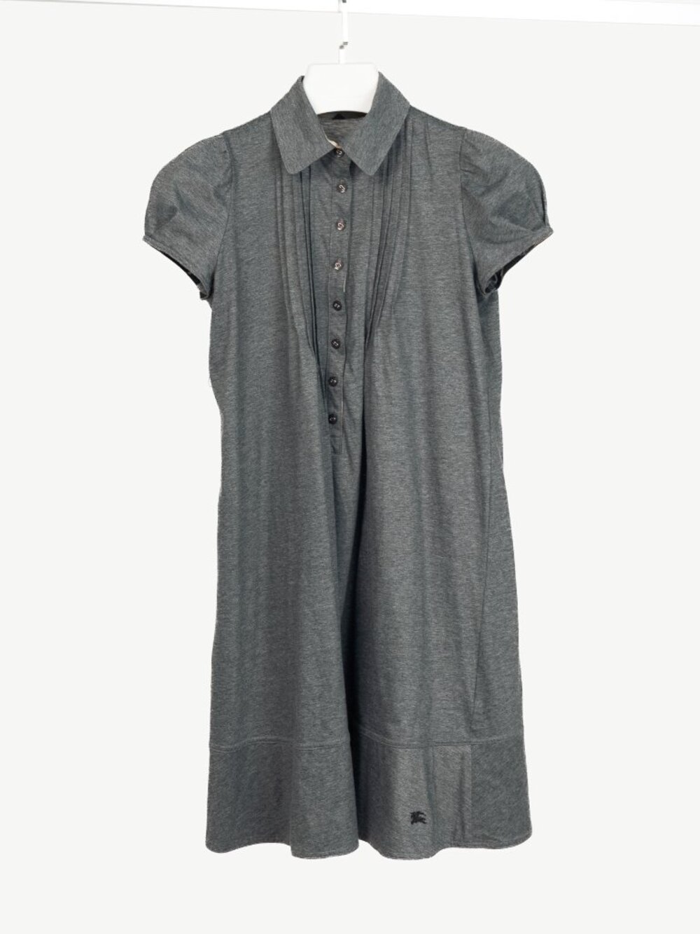 Burberry Blue Label Grey-Jersey Pintuck Flare-Hem Polo Dress